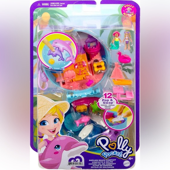 Polly Pocket Compact Playset Dolphinπ¬BeachποΈwMicroPollyMermaidπ§ββοΈDoll & Accs - Picture 7 of 8